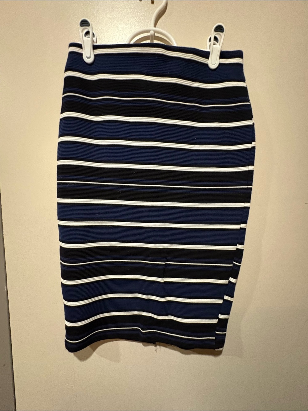 Zara Blue and Black Striped Pencil Skirt